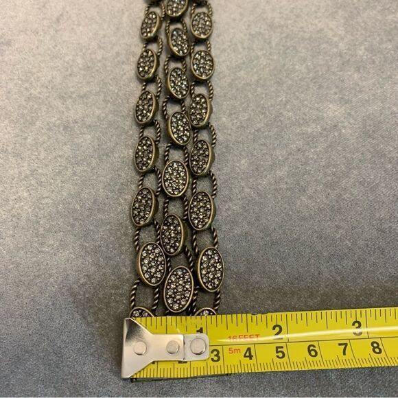 KIAM Family bronze brass tone layered Crystal rhinestone oval bracelet - Picture 8 of 10